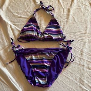 Old navy striped colorful swim set string ties halter top size small